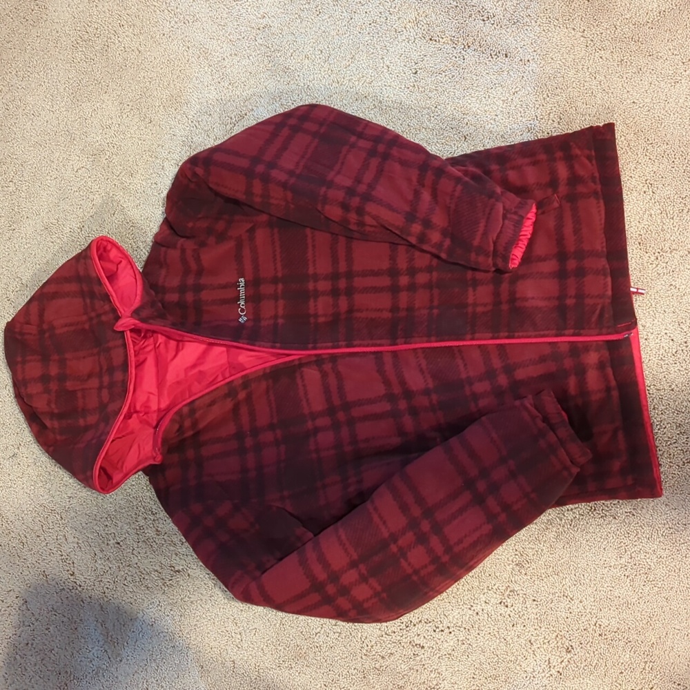 Boys reversible fleece and puffer jacket red L